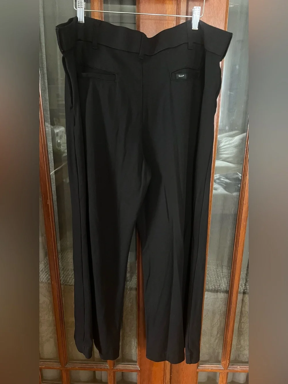 So Comfortable Black Wide-Leg Knit Trousers Pants Front and Back Pockets